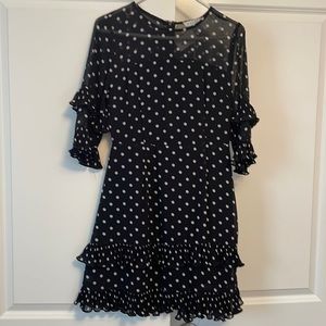 Black polka dot ruffle dress